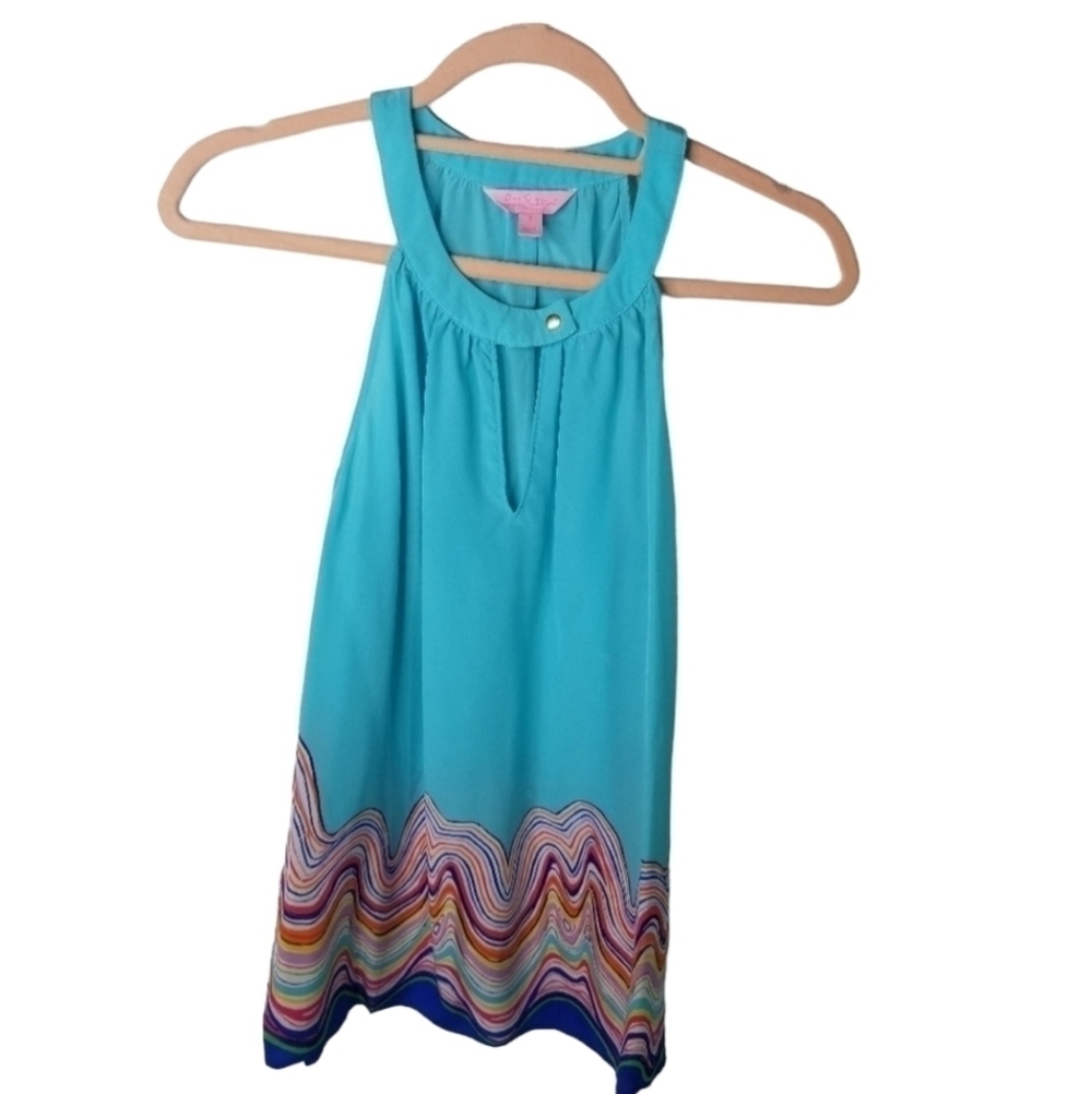 Lilly Pulitzer silk rohan tank shorely blue - Picture 3 of 10